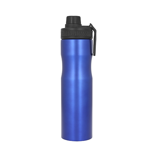 T-96, Cilindro de acero inoxidable con sujetador, tapa con cintillo de silicón y boquilla enroscable de plástico. Cap. 750 ml.